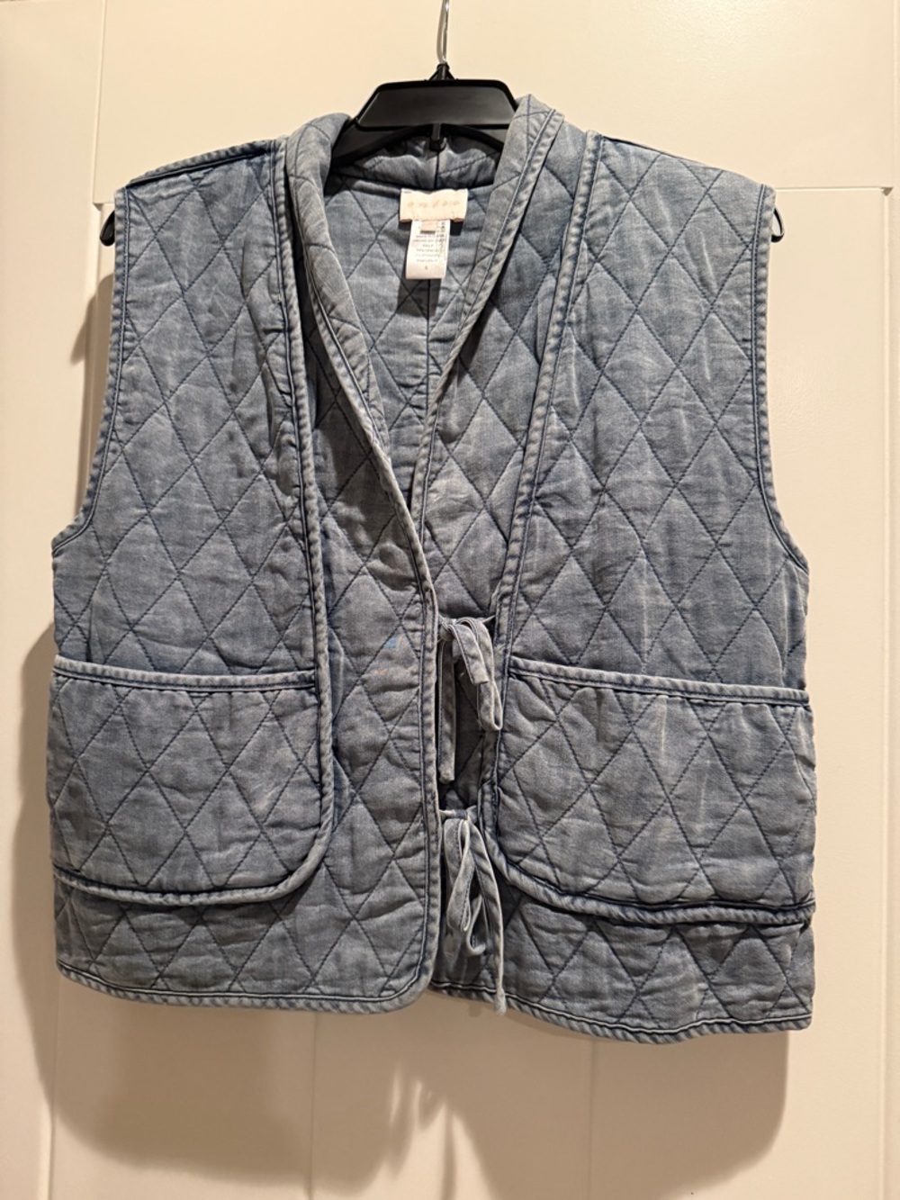entro Quilted Light Blue Denim Vest
